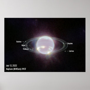 Poster Neptune James Webb Photo NIRCam Image Texte blanc
