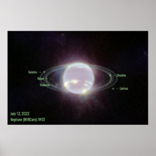 Poster Neptune James Webb Photo NIRCam Image Texte vert