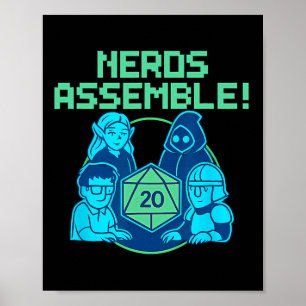 Poster Nerds Emblème Jeu de société Dés Design de joueur 