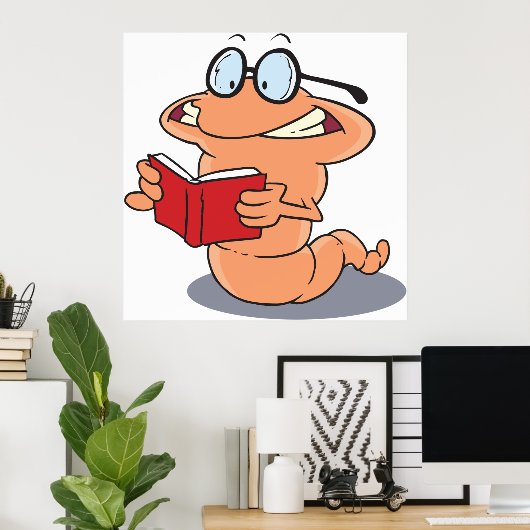 Poster Nerdy Bookworm Lire Un Livre (Bureau à domicile)