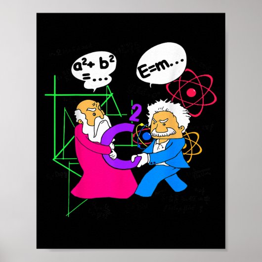 Poster Nerdy Funny Pythagoras Lutter Sur C Mat Carré (Devant)