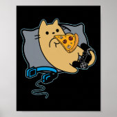 Poster Nerdy Pizza Manger Jeu De Chat Gamer Pause (Devant)
