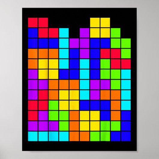 Poster Nerdy Tetrominoes Bloquer Puzzle Vidéo Jeu Math Th (Devant)