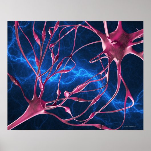 Poster Nerve synapses, computer artwork. (Devant)