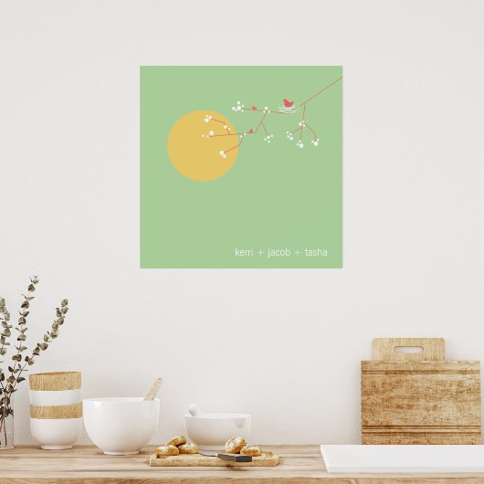 Poster Nesting Birds Family Baby Nursery Art Imprimer (Cuisine)