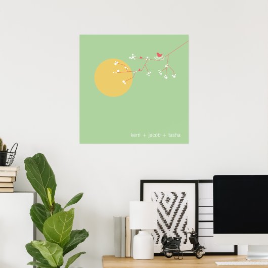 Poster Nesting Birds Family Baby Nursery Art Imprimer (Bureau à domicile)