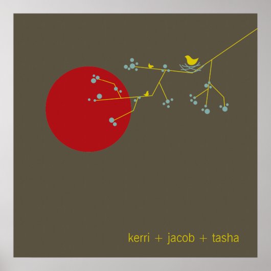 Poster Nesting Birds Family Baby Nursery Art Imprimer (Devant)