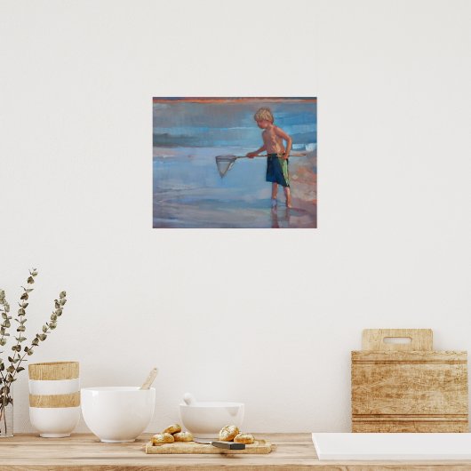 Poster Net Working - Garçon avec Net à la plage (Cuisine)