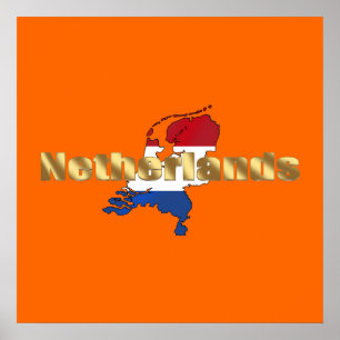 Poster Netherlands (Holland) Dutch flag log gear