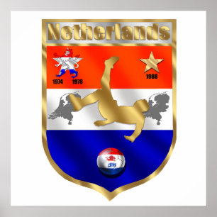 Poster Netherlands  Soccer player voetbal sheild emblem