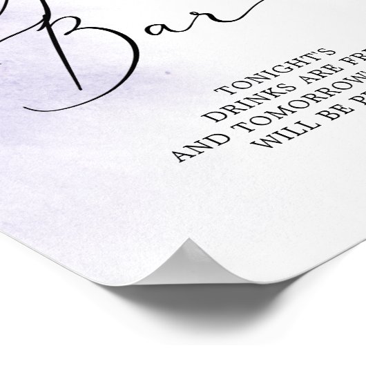 Poster Nettoyage aquarelle | Bar ouvert Mariage violet (Coin)
