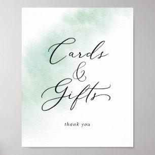 Poster Nettoyage aquarelle   Carte verte et signe cadeau