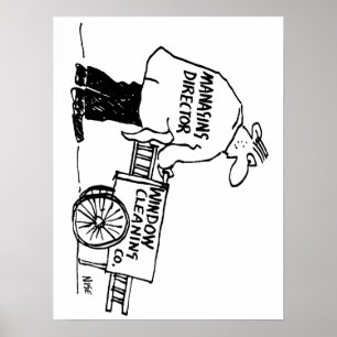 Poster Nettoyeur de fenêtres avec panier de nettoyage de