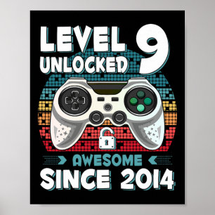 Poster Neuf Anniversaire 9 ans Son Garçon Amusant Joueur