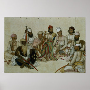 Poster Neuf courtisans et serviteurs du Raja