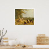 Poster Neuf Greyhounds dans un paysage (huile sur toile) (Cuisine)