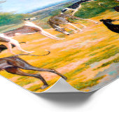 Poster Neuf Greyhounds dans un paysage par Jacques-Lauren (Coin)