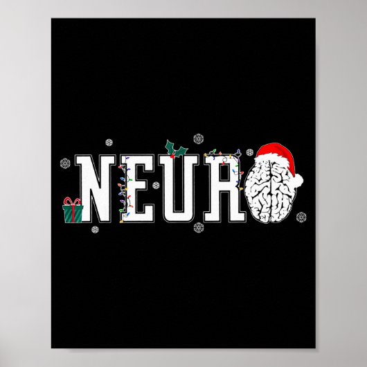 Poster Neuro Nurse Brain Santa Hat Neuroscience Nursing C (Devant)