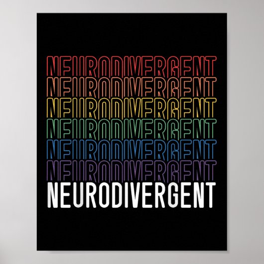 Poster Neurodivergent Neurodiversité Rainbow Adhd Asd (Devant)