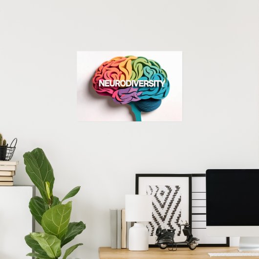 Poster Neurodiversité cérébrale arc-en-ciel Sensibilisati (Bureau à domicile)