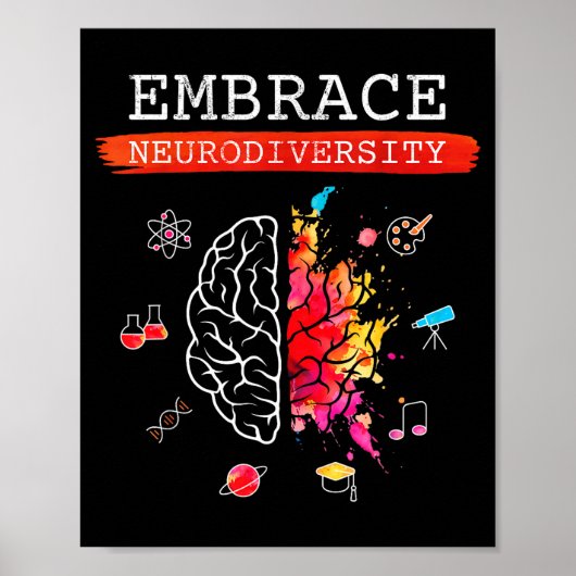 Poster Neurodiversité Embrasser Adhd Autisme Troubles Du  (Devant)