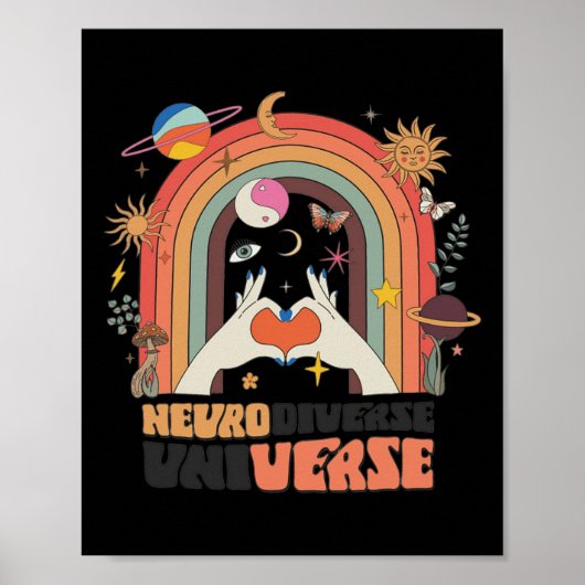Poster Neurodiversité Univers Celestial Retro Autisme Awa (Devant)