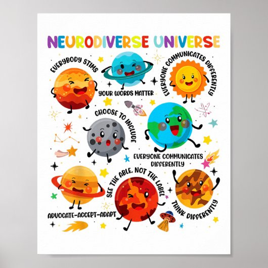 Poster Neurodiversité Universe Planète spatiale Spéciale (Devant)
