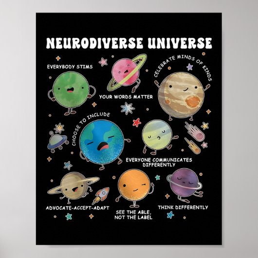 Poster Neurodiversité Universe Space Planète spéciale (Devant)