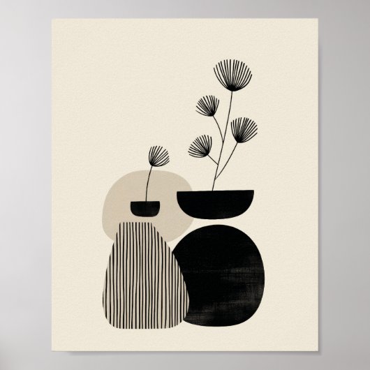 Poster Neutral Abstract Vase Art (Devant)
