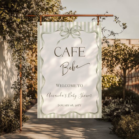 Poster Neutral Bow Cafe Bebe Coffee Baby Shower Welcome