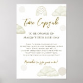 Poster Neutral Cloud Boho Time Capsule First Birthday  (Devant)