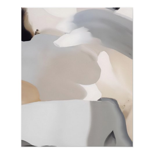 Poster Neutral Earth Abstract with Organic Forms (Devant)