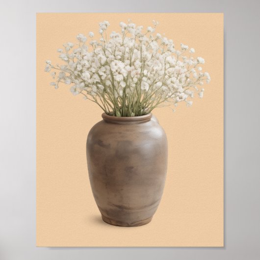 Poster  Neutral Farmhouse Art Baby’s Breath Frame Ready  (Devant)