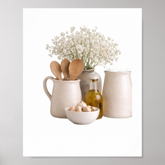Poster  Neutral Farmhouse Kitchen Still Life Frame Ready  (Devant)