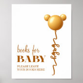 Poster Neutral Gold Teddy Balloon Books for Baby (Devant)