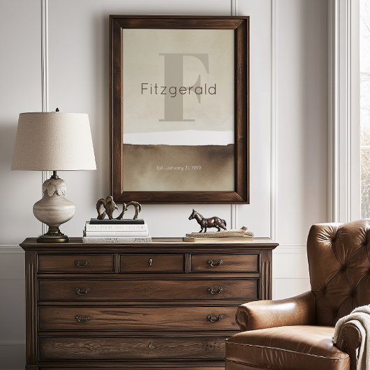 Poster Neutral Modern Custom Last Name Wall Art Print 