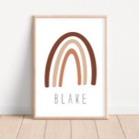 Poster Neutral Rainbow Name Nursery Decor