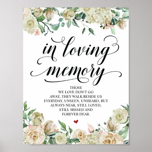 Poster Neutral Spring Elegant Wedding Memorial Table Sign (Devant)