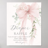 Poster Neutral Whimsical Bow Diaper raffle Baby shower (Devant)