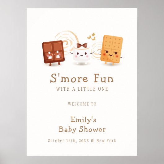 Poster Neutral Whimsical S'more Fun Baby shower Bienvenue (Devant)