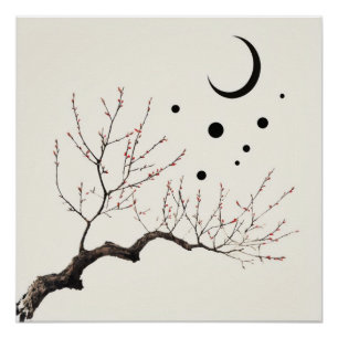 Poster Neutre Japandi Illustration Calme Décor Abstrait