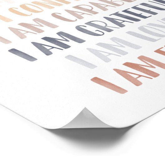 Poster Neutre Je suis Affirmations pour les enfants (Coin)