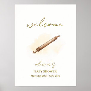 Poster Neutre minimaliste pâtisserie Chef Baby shower Acc