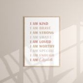 Poster Neutre Nom personnalisé Affirmation Enfants