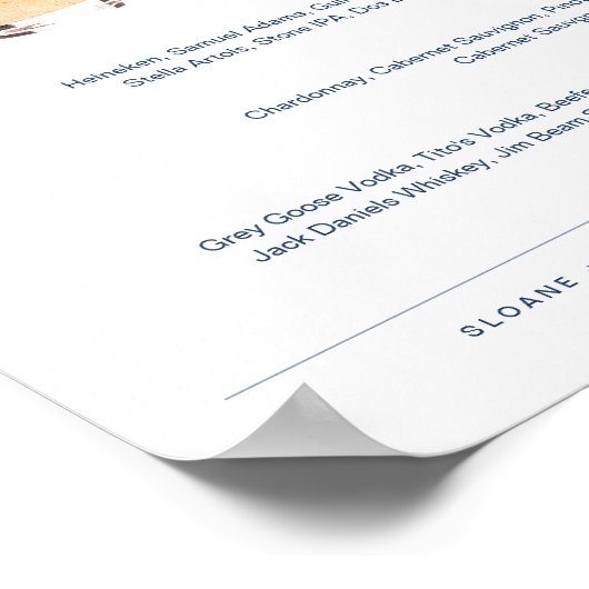 Poster NEVE Marine Signature Boire Mariage Bar Menu Signe (Coin)