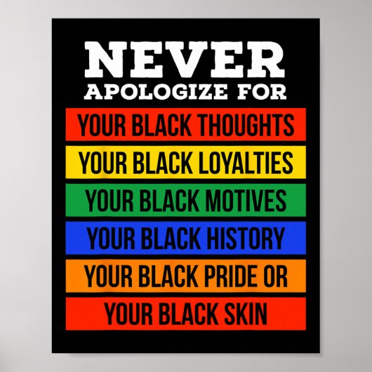 Poster Never Apologize For Your Blackness - Black History (Devant)