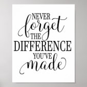 Poster Never Forget the Difference You’ve Made (Devant)