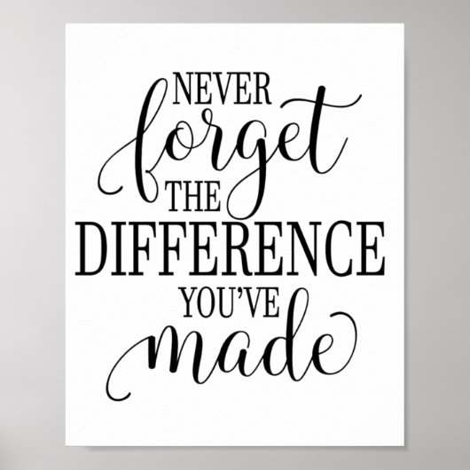 Poster Never Forget the Difference You’ve Made (Devant)