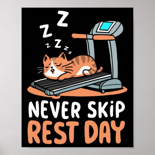 Poster Never Skip Rest Day Funny Bodybuilding Cat Workout (Devant)