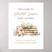 Poster New Chapter Floral Book Baby Shower Welcome (Devant)